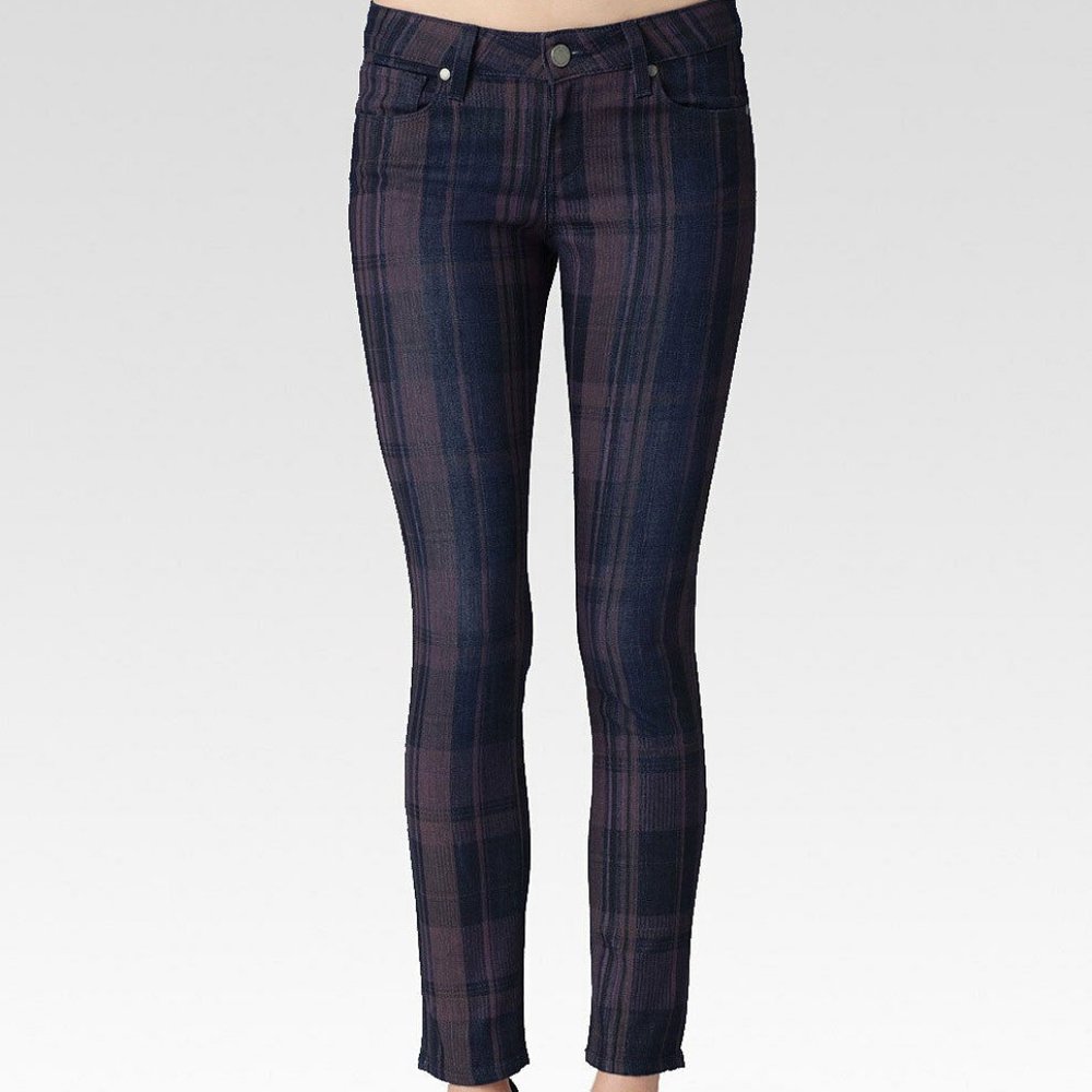 New Paige plaid skinny ankle jeans - Picture 2 of 13